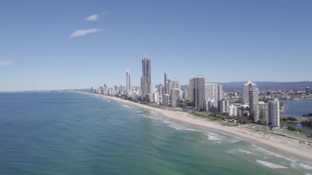 Skyline Surfers Paradise Scenic Beach Der Goldküste Queensland Australien Drohnenaufnahmen — Stockvideo