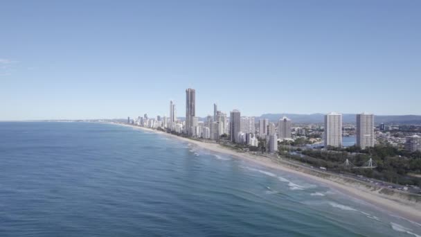 Panoramic View Surfers Paradise Gold Coast Queensland Australia Aerial Drone — Stockvideo