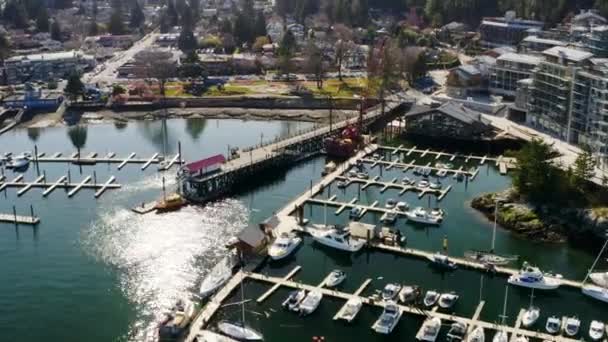 Daytime View Dockyard Horseshoe Bay Few Moored Boats British Columbia — Stockvideo