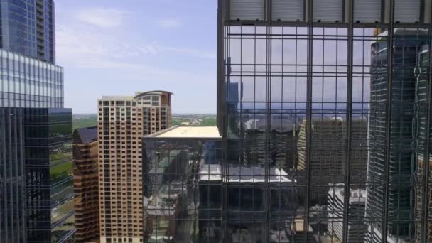 Aerial View City Structure Buildings Reflecting Urban Glass Windows — Stockvideo