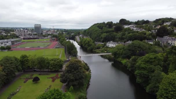 Daly Bridge Shakey Bridge River Lee Cork Ireland Drone Aerial — Vídeo de Stock