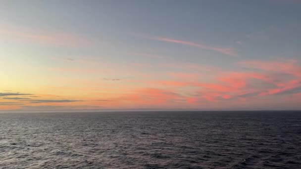 Pink Cloud Sky Sunset Cruise Ship Out Sea — Video Stock