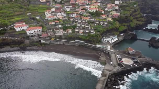 Moody Kliffen Uitzicht Het Strand Madeira Schot Dji — Stockvideo