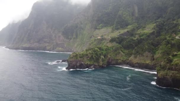 Epic Moody Scenes Coastline Seixal Madeira Shot Dji — Stok Video