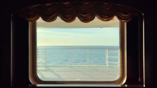 Promenade Deck Window Sea Views Cruise Ship Out Sea — Stock video