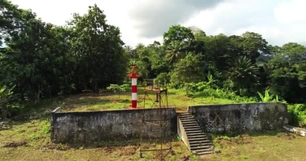 Cirlcling Lighthouse Ponta Mina Ilha Principe Prince Island Sao Tome — Stok video