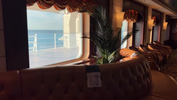 Ship Porthole Deck Windows Ocean Views Luxury Cruise Ship Out — Vídeo de Stock