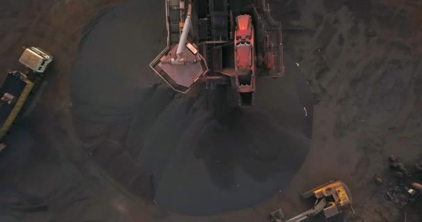 Overhead View Stacker Reclaimer Open Coal Storage Paradip Port Odisha — Stok Video