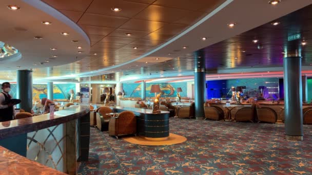 Bar Lounge Area Luxury Cruise Ship Out Sea — Vídeo de stock