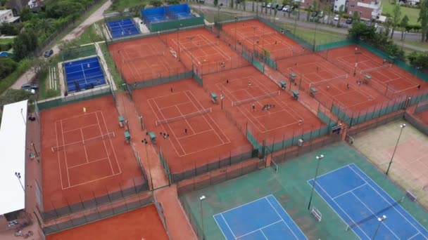 Aerial Tennis Courts Sports Clubs Buenos Aires Argentina Circle Pan — Vídeo de Stock