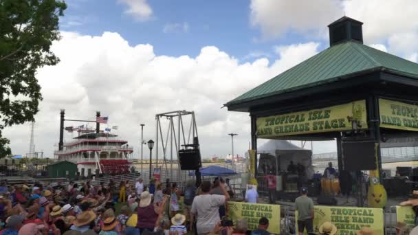 Tropical Isle Stage Crowd French Quarter Fest New Orleans — Stockvideo