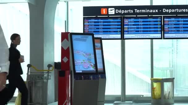Terminal Map Departure Boards Departure Area Charles Gaulle Airport Paris — Video