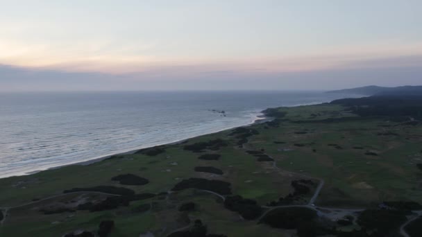 Bandon Dunes Golf Resort Beautiful Oregon Coast Sunset Aerial — Stok video