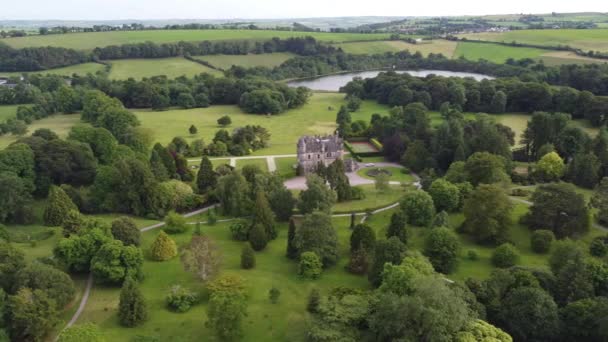 Blarney House Ireland Panning Drone Aerial Footage — Stok Video