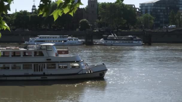 Amazing View Lake London Some Yacht Floating Water Sunny Day — Stockvideo
