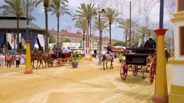 Riders Horseback Jerez Frontera Horse Fair Southern Spain — Vídeo de stock