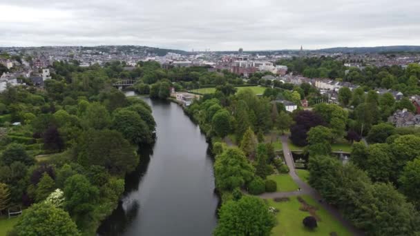 Rivier Lee Cork Stad Ierland Lucht Drone View — Stockvideo