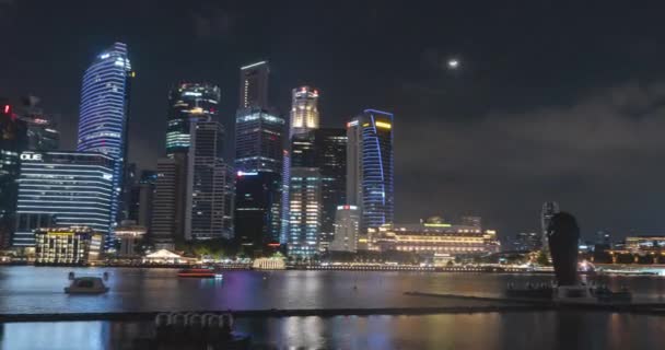 Singapore City Hall Buildings Timelapse Panning Marina Bay Sands Iconic — Stock video