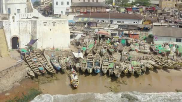 Breathtaking Aerial View Canoe Boat Parking — Vídeos de Stock