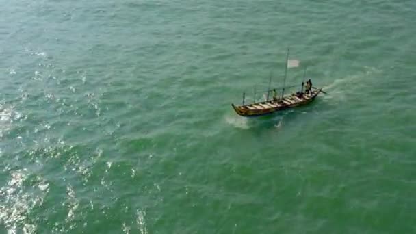 Aerial Shot Boat Sea Day — Wideo stockowe