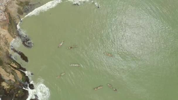 Aerial Shot Boat Canoe Fishing Sea Day_4 — Stok video