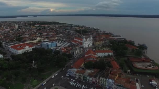 Drone Footage Cathedral Belm Par Brazil Amazon River — Stockvideo