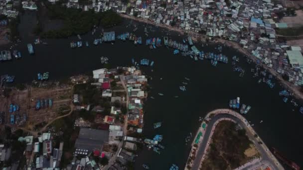 Populated Coastal Port City Phan Thiet Binh Thuan Vietnam Aerial — Stock videók