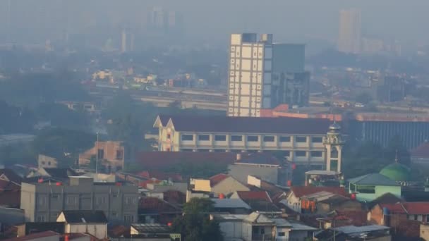 Residential Area Foggy Morning Due Air Pollution East Jakarta Indonesia — Vídeo de Stock