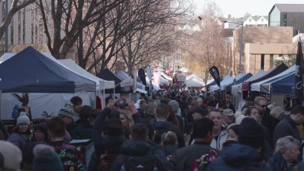 Tourists Wandering Stalls Streets Iconic Salamanca Market Hobart Tasmania Shopping — Stok video