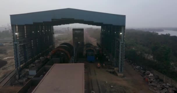 Coal Handling Lines Wagon Tipplers Unloading Paradip Port Orissa India — Vídeos de Stock