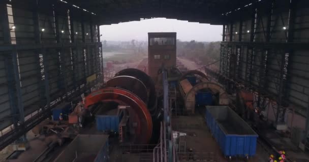 Empty Coal Wagons Unloading Wagon Tippler Paradip Port Orissa India — 비디오