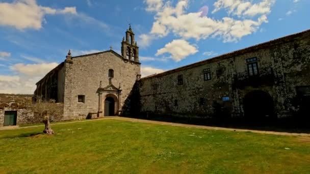 Sideways Dolly Establishing Aciveiro Monastery Pontevedra Spain Day — Wideo stockowe