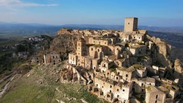 Craco Abandoned Town Basilicata Southern Italy Ghost Town Hit Landslide — Vídeo de stock
