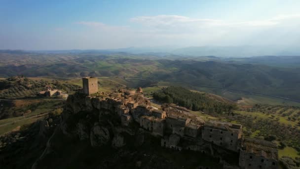 Craco Abandoned Town Basilicata Southern Italy Ghost Town Hit Landslide — Stock video