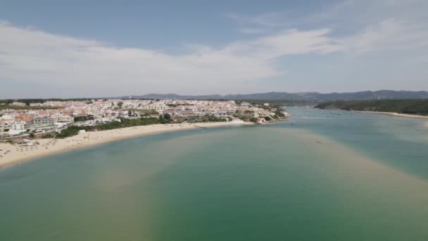 Voo Drone Sobre Grande Estuário Vila Nova Milfontes Portugal — Vídeo de Stock