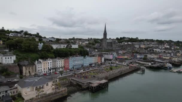 Cobh Town Ireland Drone Aerial View — 图库视频影像