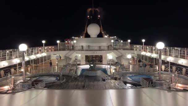 Jacuzzi Pool Område Underholdning Dæk Aftenen Luksus Krydstogtskib Havet – Stock-video