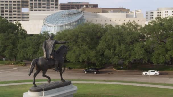 Drone View Sam Houston Statue Hermann Park Houston Texas — Stok video