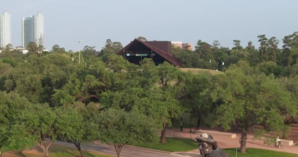 Drone View Sam Houston Statue Hermann Park Houston Texas — Stok video