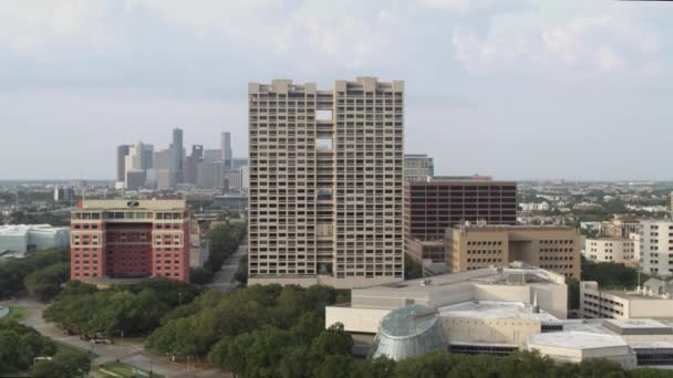 Establishing Aerial Shot Museum District Houston Texas — Vídeo de stock