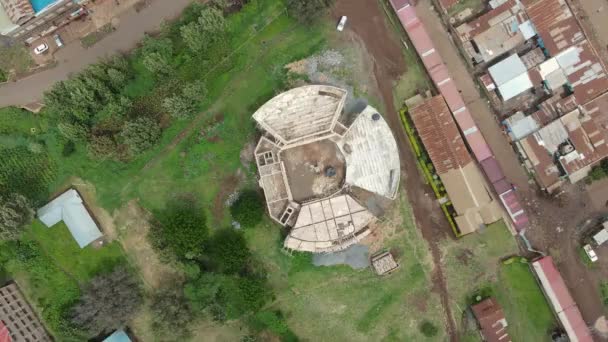 Aerial Top Open Air Market Rural Village Loitokitok Southern Kenya — ストック動画
