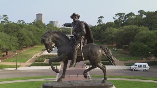 Drone View Sam Houston Statue Hermann Park Houston Texas — Stok video