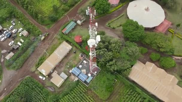 Telecommunication Mast Transmit Radio Signal Loitokitok Kenya Aerial View — ストック動画