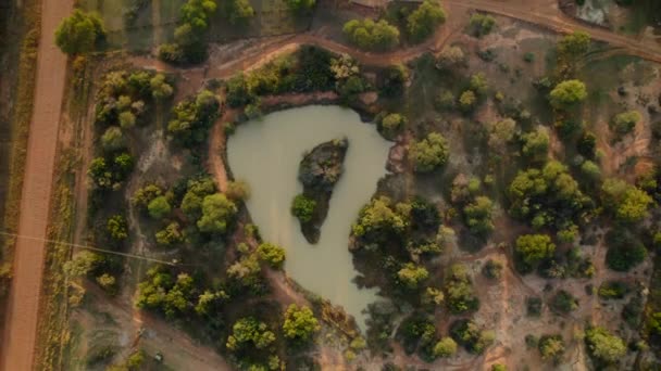 Small Shaped Pond Middle African Countryside Landscape Bird Eyes Pull — Vídeo de stock