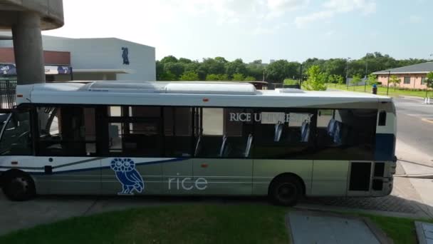 Rice Stadium Aerial School Bus Rice University Stadium Football Field — Vídeo de Stock