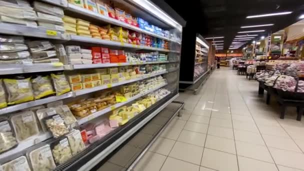 Empty Aisles Supermarket Show How Bad Recession Industry Covid Epidemic — Vídeo de Stock