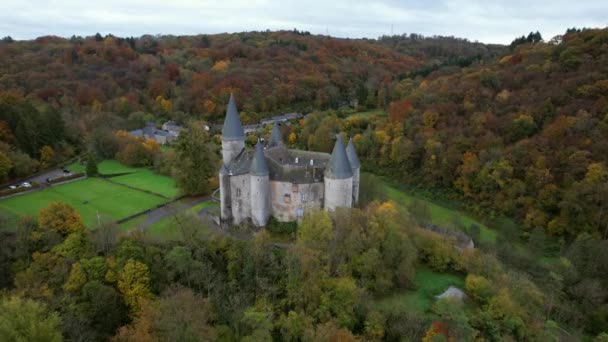 Bourscheid Castle Located Village Bourscheid North Luxembourg Medieval Castle Dating — Video Stock