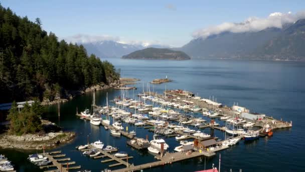 Boats Docked Marina Howe Sound Horseshoe Bay West Vancouver Canada — Vídeo de Stock