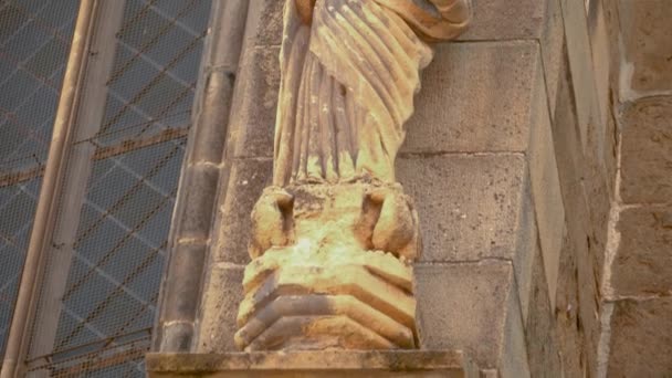 Stone Statue Female Cup Side Gothic Black Church Brasov Romania — Vídeos de Stock