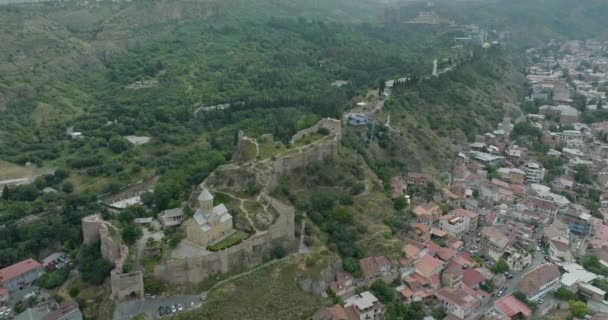 Paisagem Tbilisi Ruínas Fortaleza Narikala Igreja São Nicolau — Vídeo de Stock